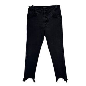 Black Label by C'est Toi Black Button Fly Distressed Skinny Jeans Pants Size 11